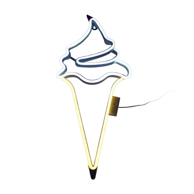 Led Neon Ice cream Shape - Yellow & White - إضاءة